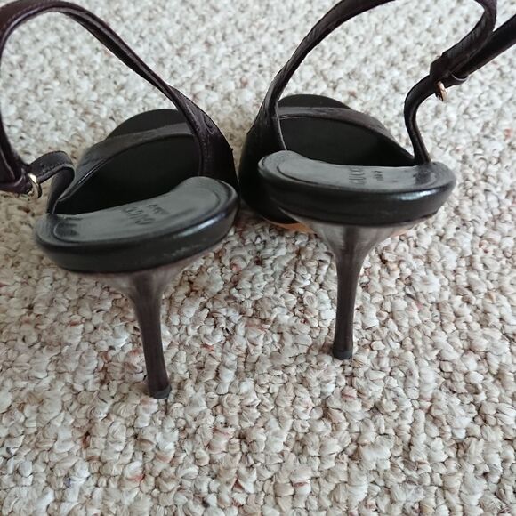 Gucci classic guccissima brown leather peep toe slingback size 6B - Picture 10 of 12